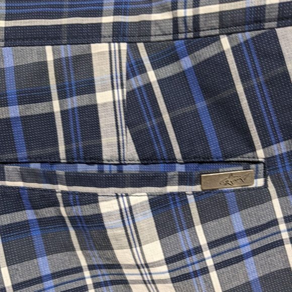Greg Norman for Tasso Elba Shorts Men Size 40 Plaid Flat Front Bermuda Blue - Picture 3 of 6